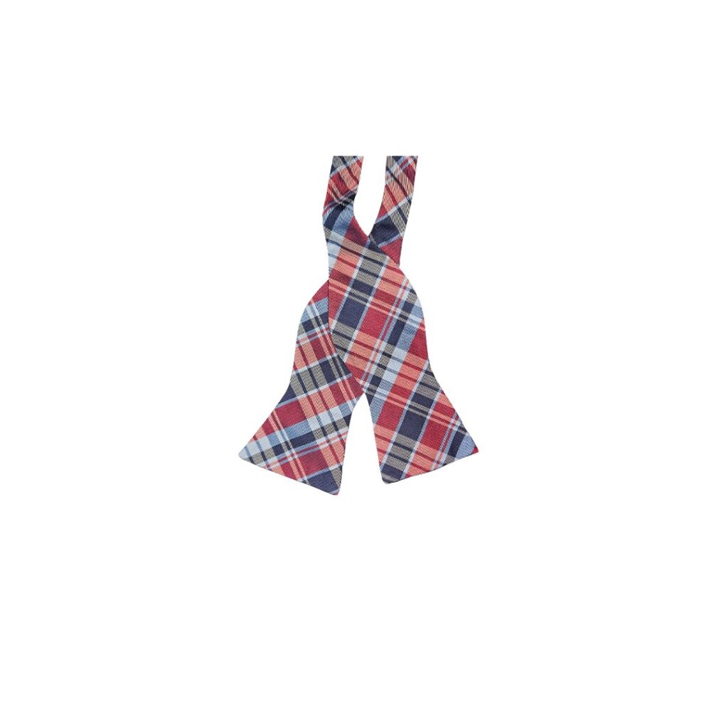 Tommy Hilfiger Red and Blue Plaid Bow Tie